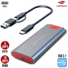 Gaveta para SSD Externo M.2 NVMe e SATA OTG CH-M500 C3Tech